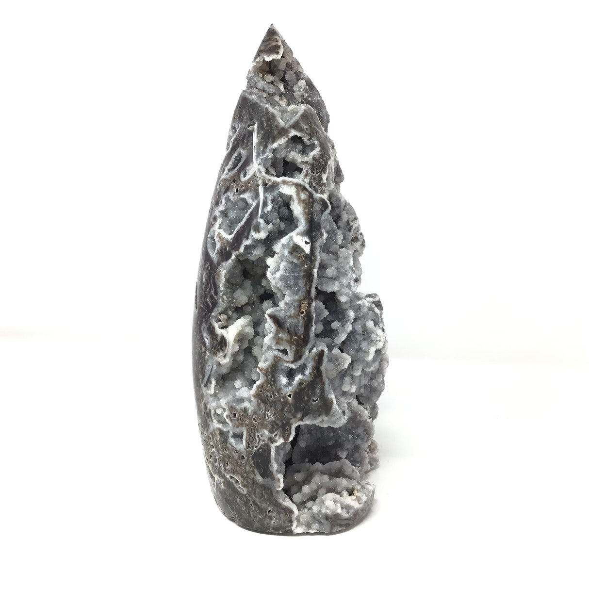 Sphalerite Flame with Open Druze Stalatite Caverns