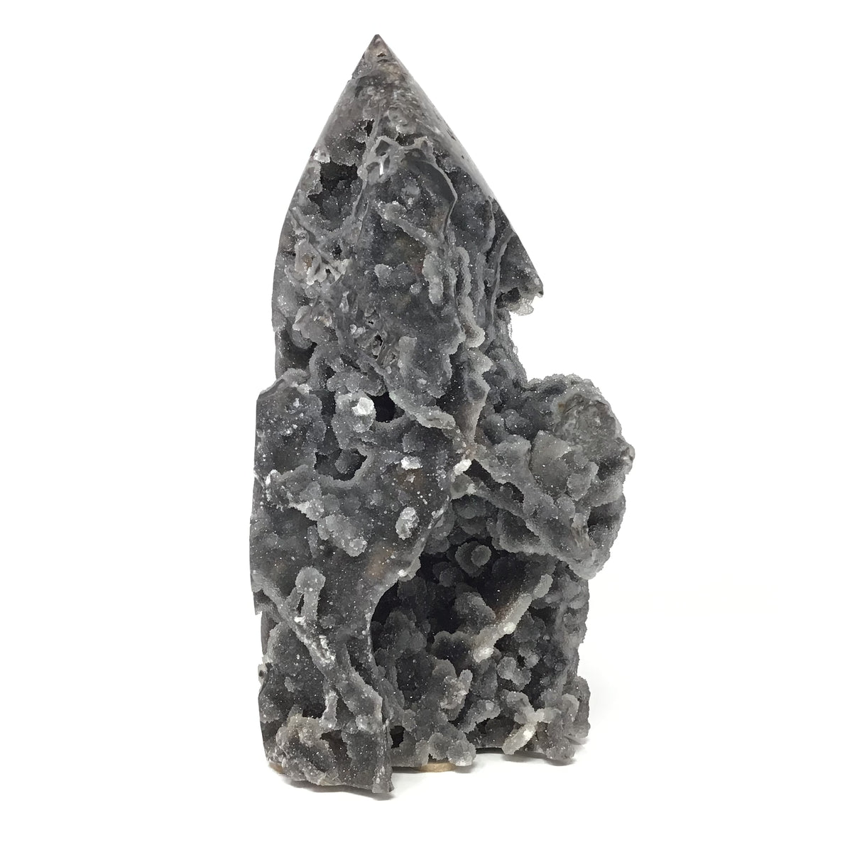 Sphalerite Flame with Open Druze Stalatite Caverns
