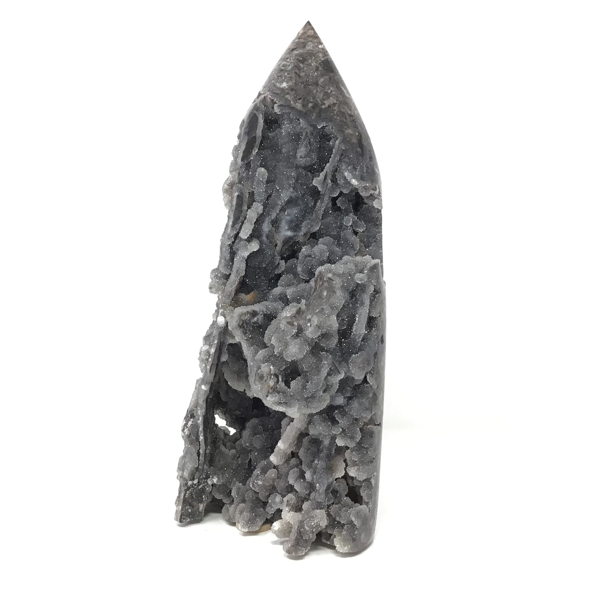 Sphalerite Flame with Open Druze Stalatite Caverns