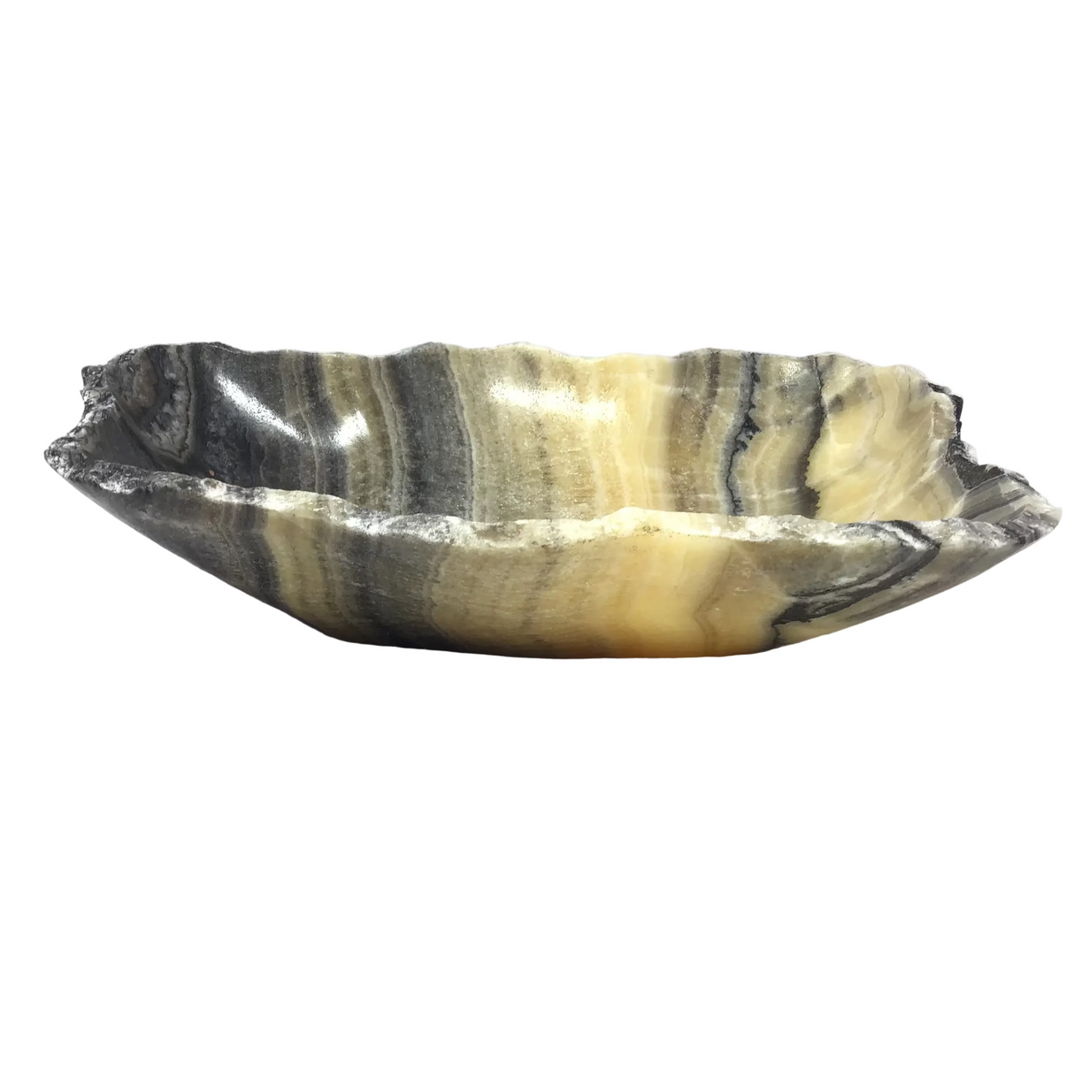 Yellow Zebra Onyx Vessel - Small with Picturesc Patterns