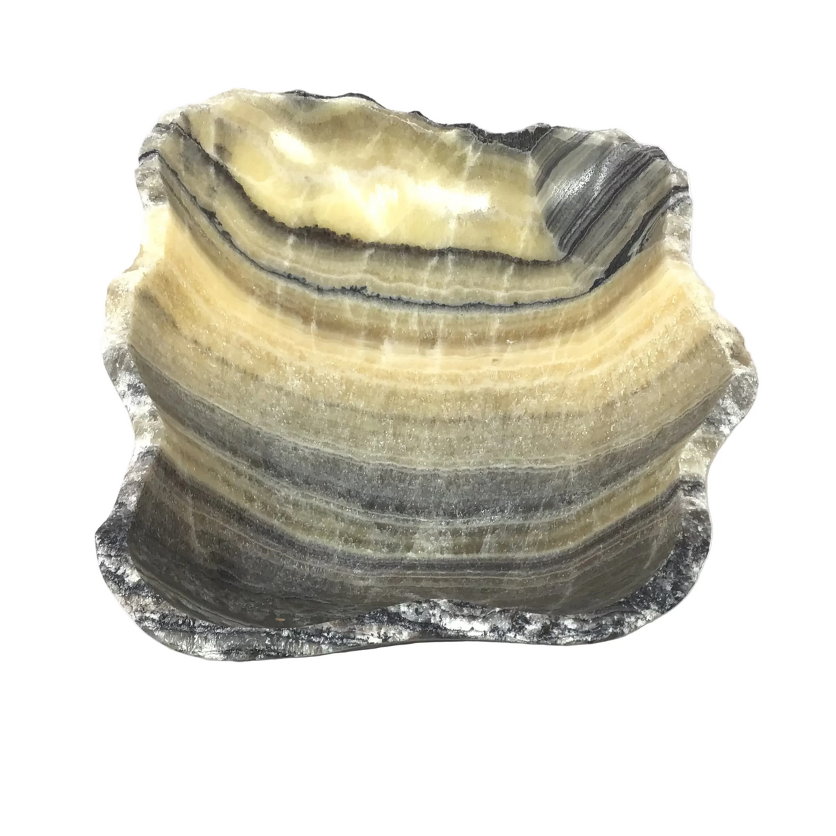 Yellow Zebra Onyx Vessel - Small with Picturesc Patterns
