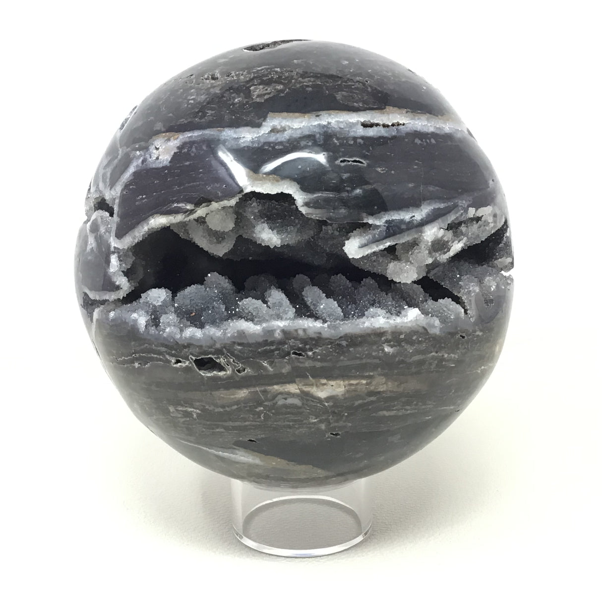 Sphalerite Sphere on Lucite Ring Stand - 6+"