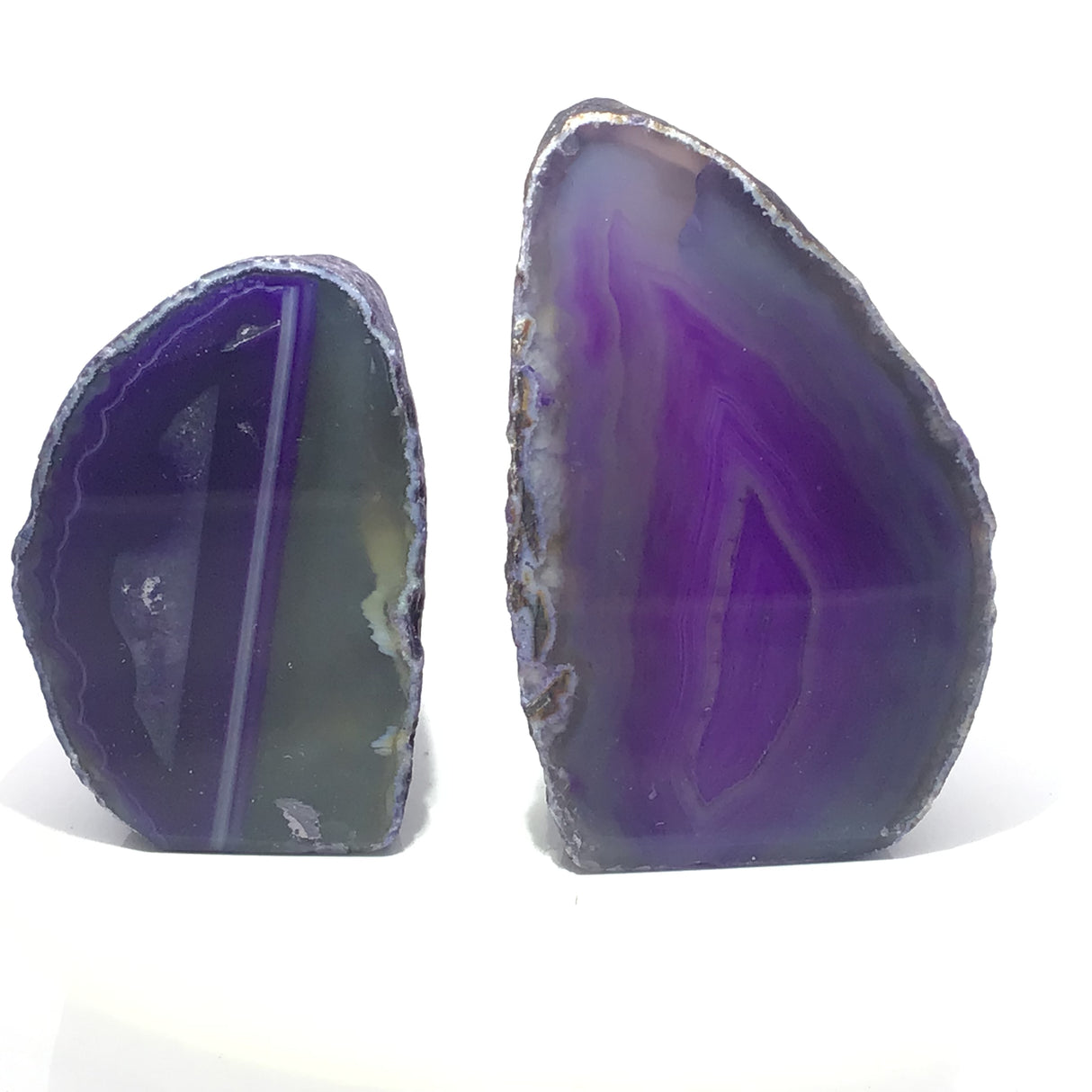 Dyed Agate Mini Geode End Cuts with Quartz and/or Druze Pockets - Cut Base