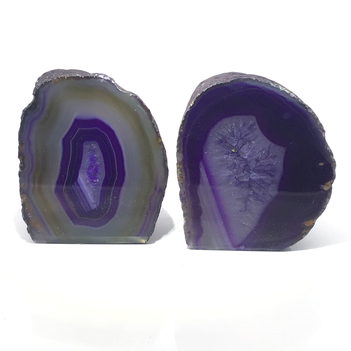 Dyed Agate Mini Geode End Cuts with Quartz and/or Druze Pockets - Cut Base