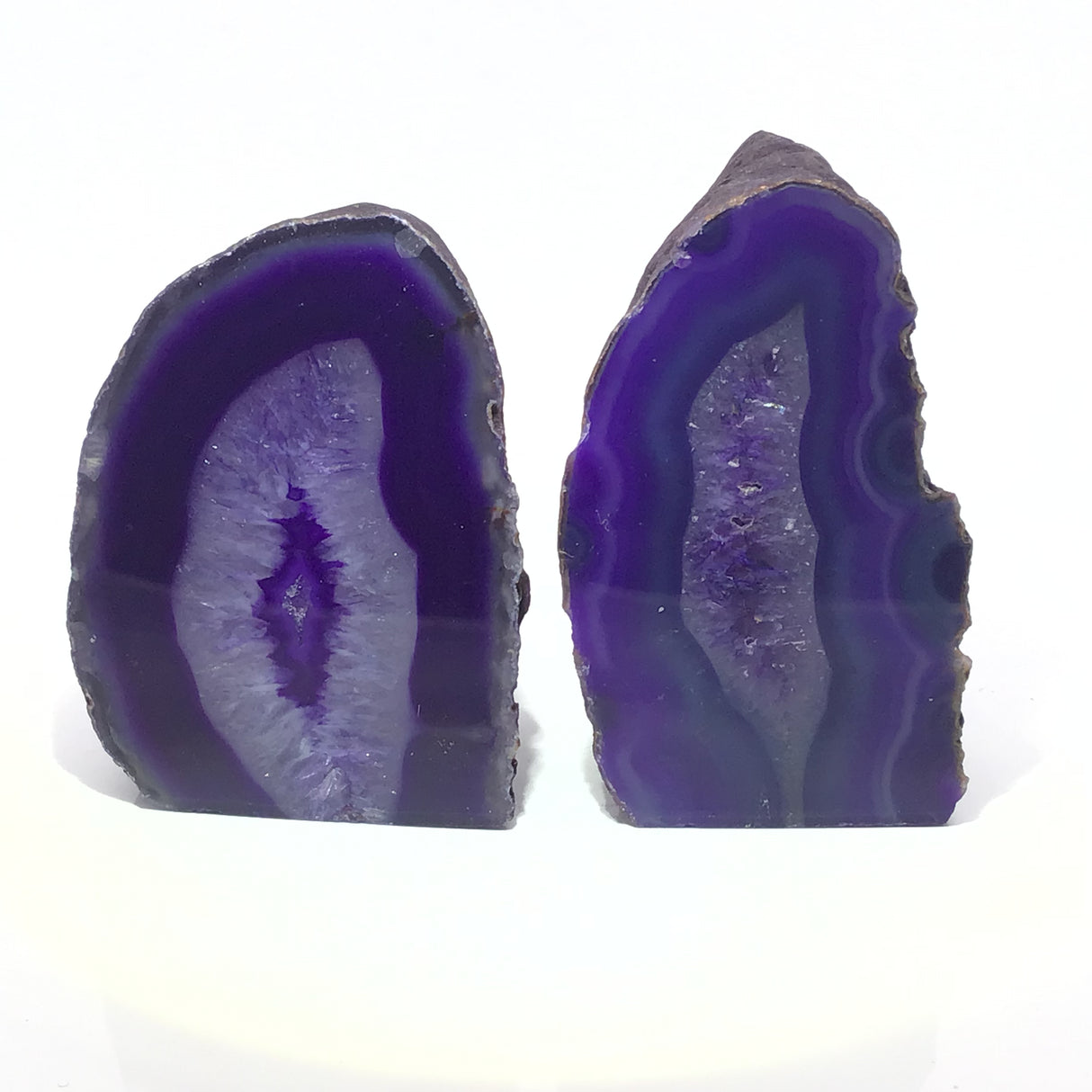 Dyed Agate Mini Geode End Cuts with Quartz and/or Druze Pockets - Cut Base