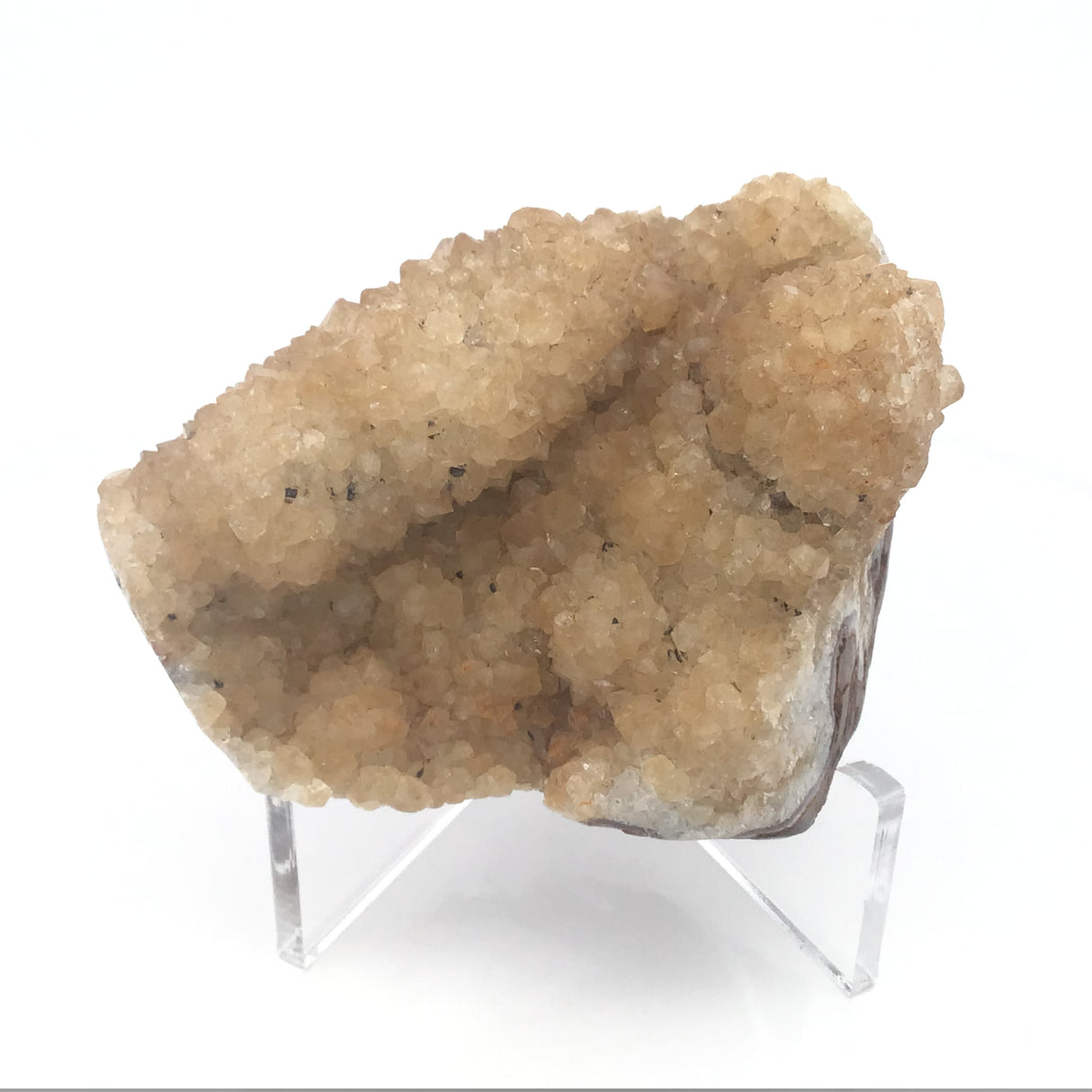 Citrine Druze Stalactite Specimen with Brown Matrix on Lucite Stand