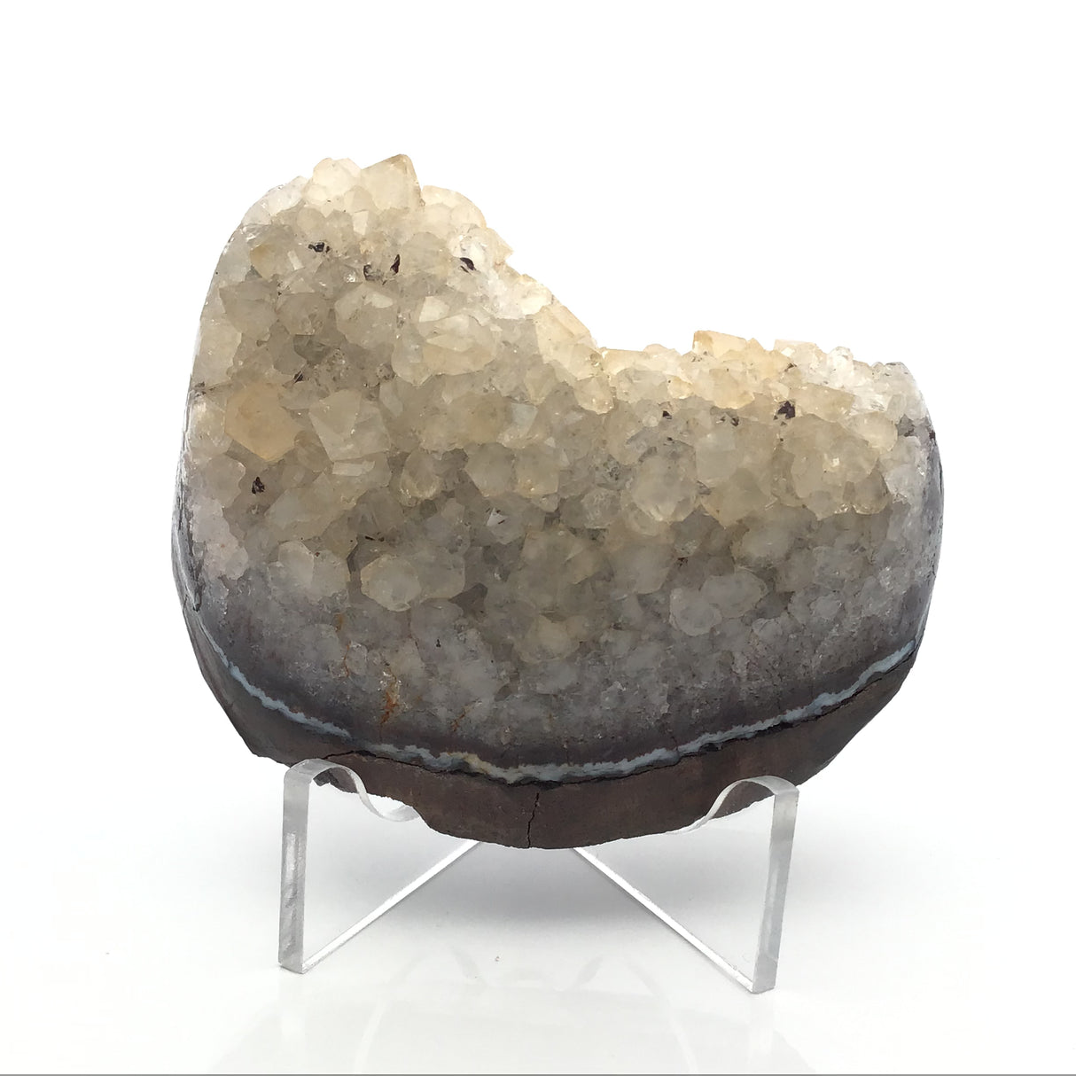 Lemon Citrine Crystal Wedge with Polished Sides on Lucite Stand