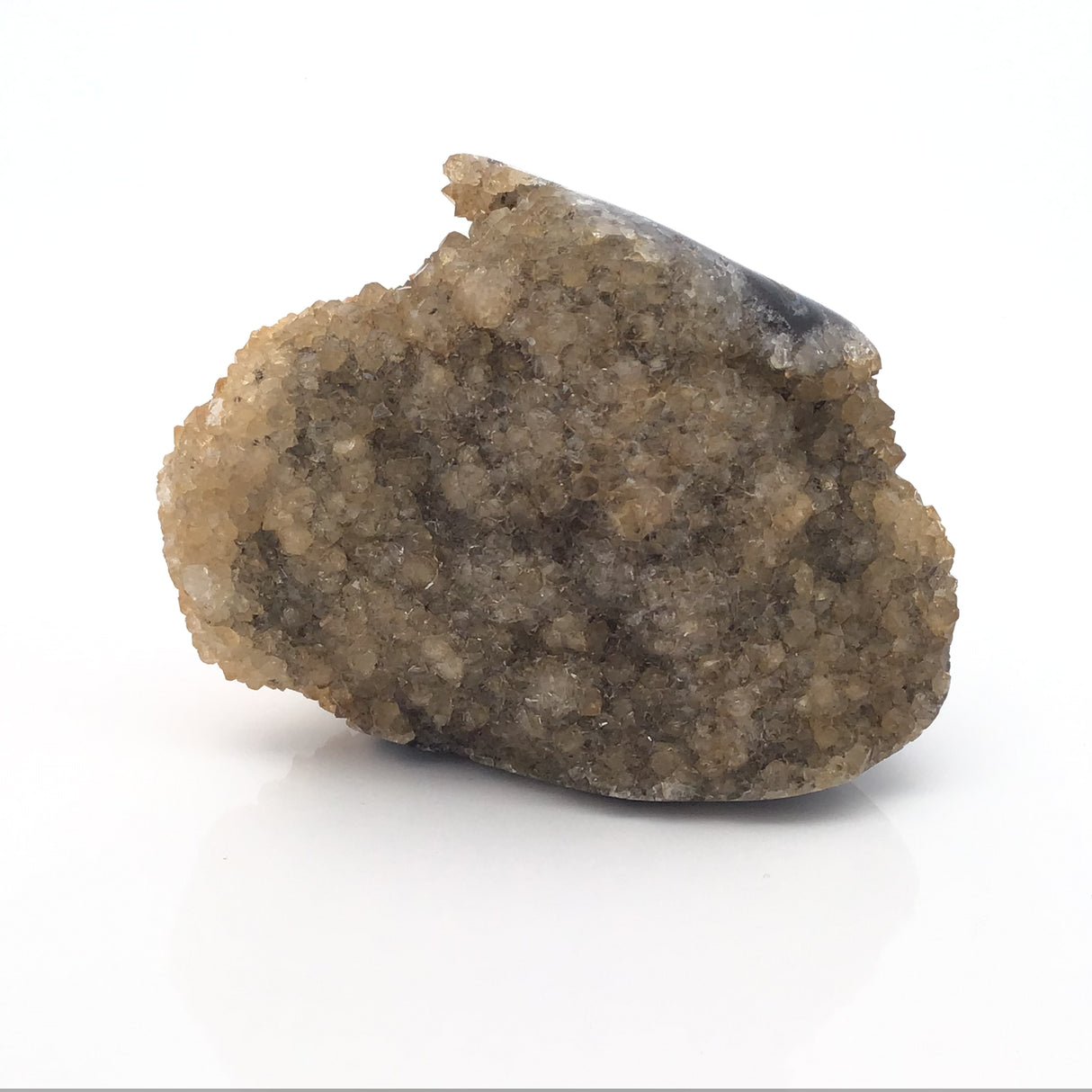 Citrine Druze Stalactite Knob Section with 2 Polished Sides on Lucite Stand