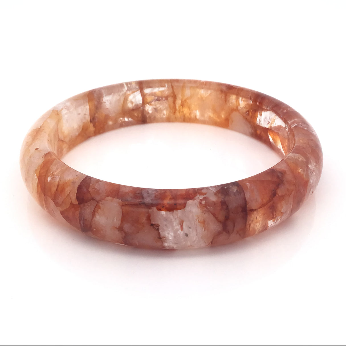 Golden Healer Bangle Bracelet - Red And Yellow Hematoid Quartz