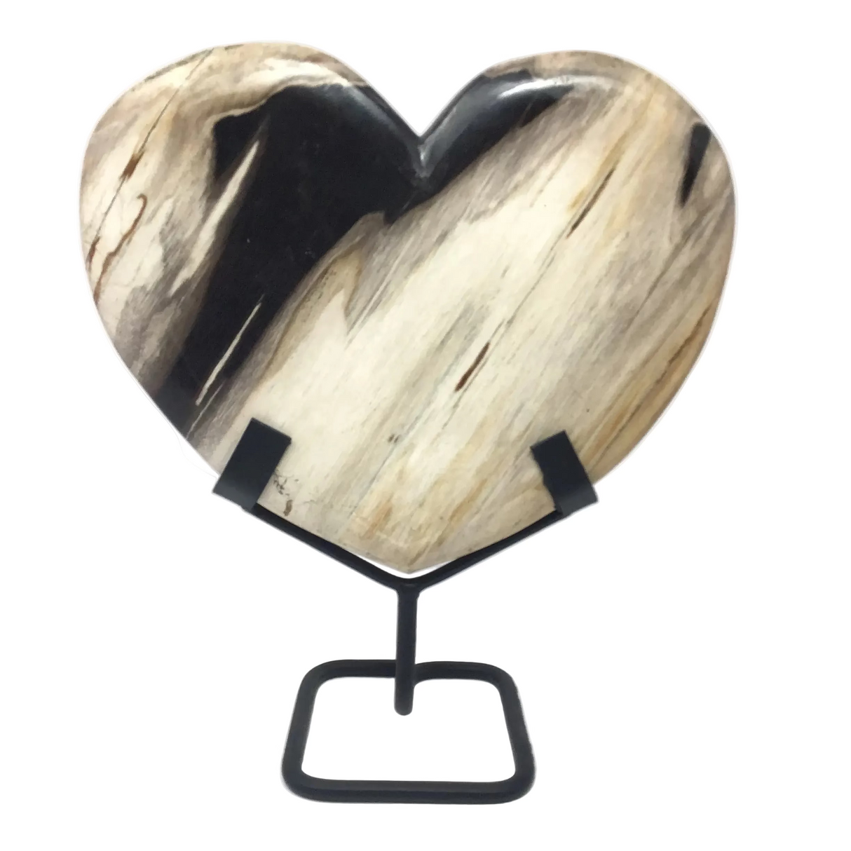 Indonesian Petrified Wood Heart in Fitted Stand - Large