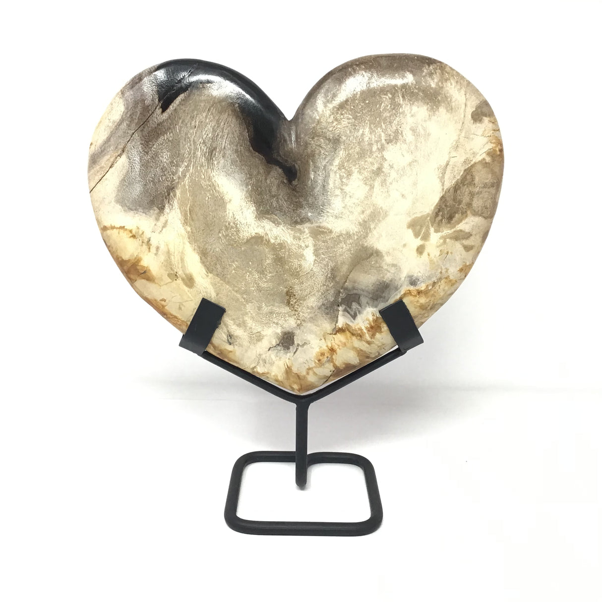 Indonesian Petrified Wood Heart in Fitted Stand - Large