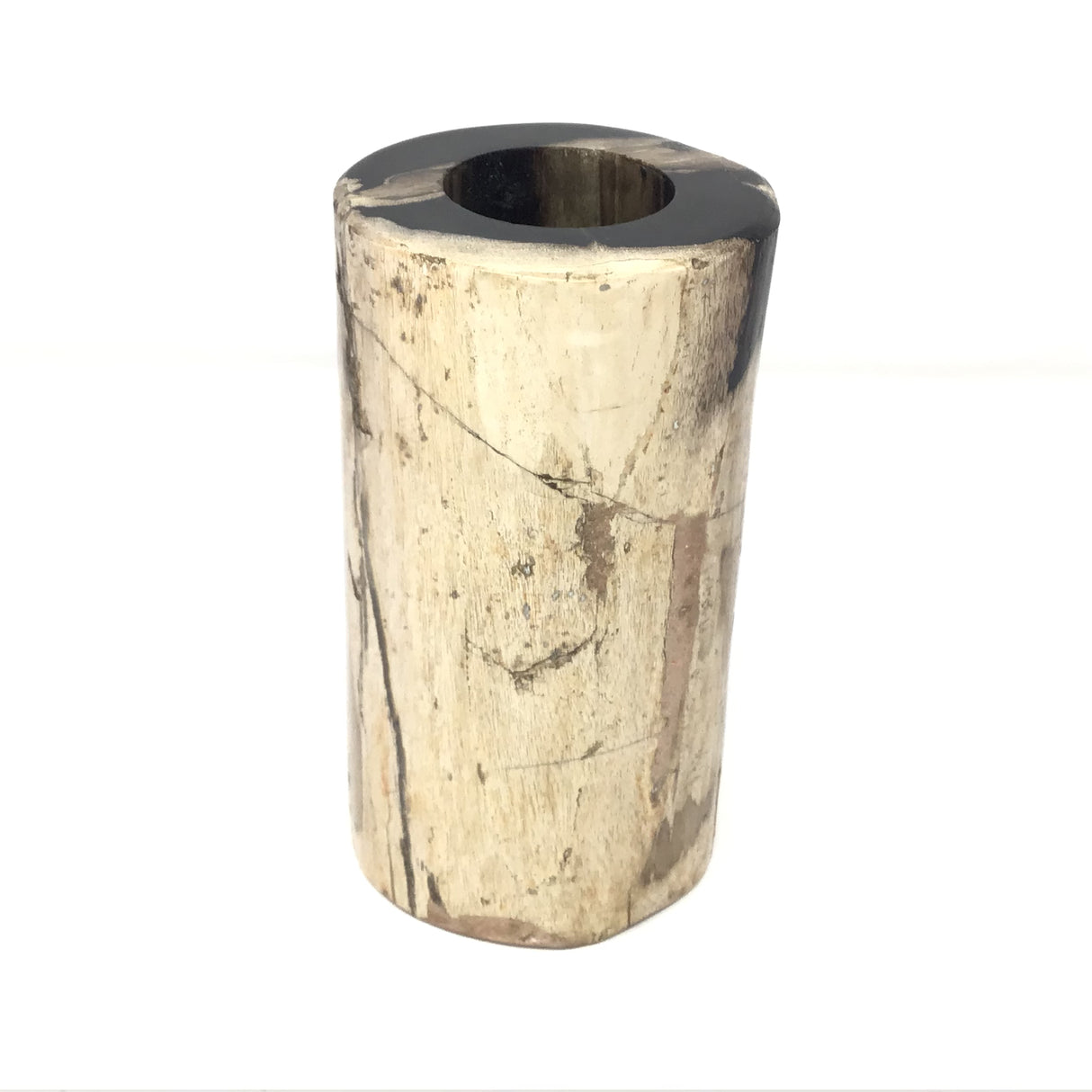 Indonesian Petrified Wood Single Tealight Candle Holder - Tall Column