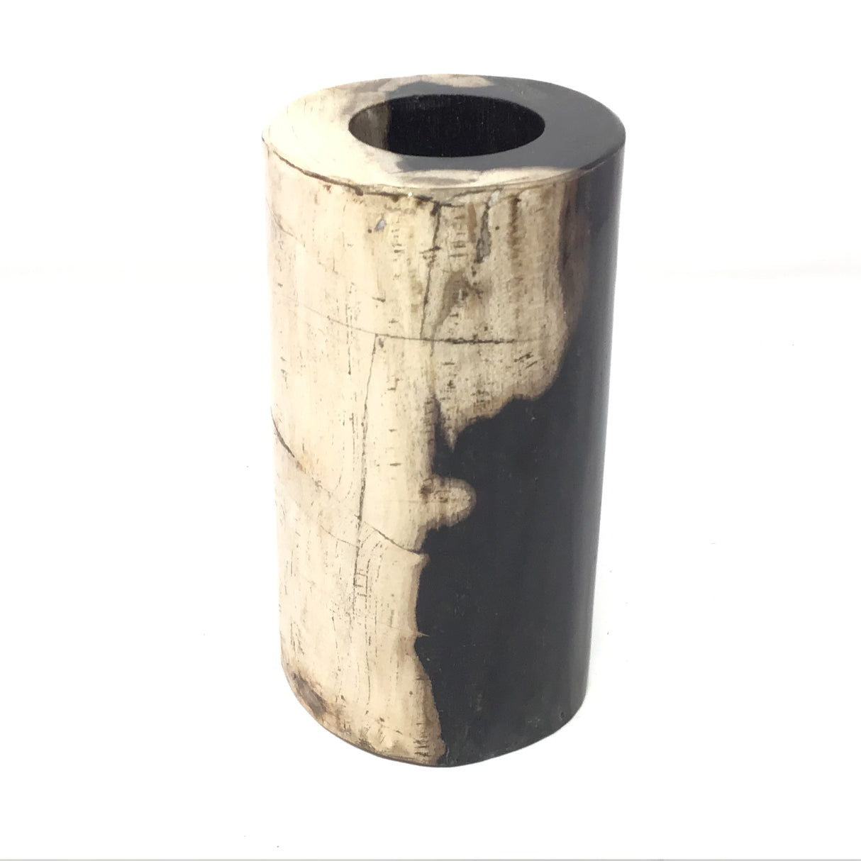 Indonesian Petrified Wood Single Tealight Candle Holder - Tall Column