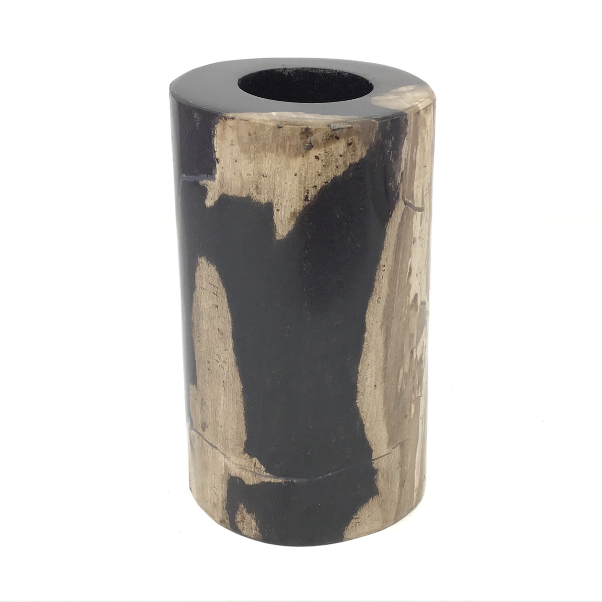 Indonesian Petrified Wood Single Tealight Candle Holder - Tall Column
