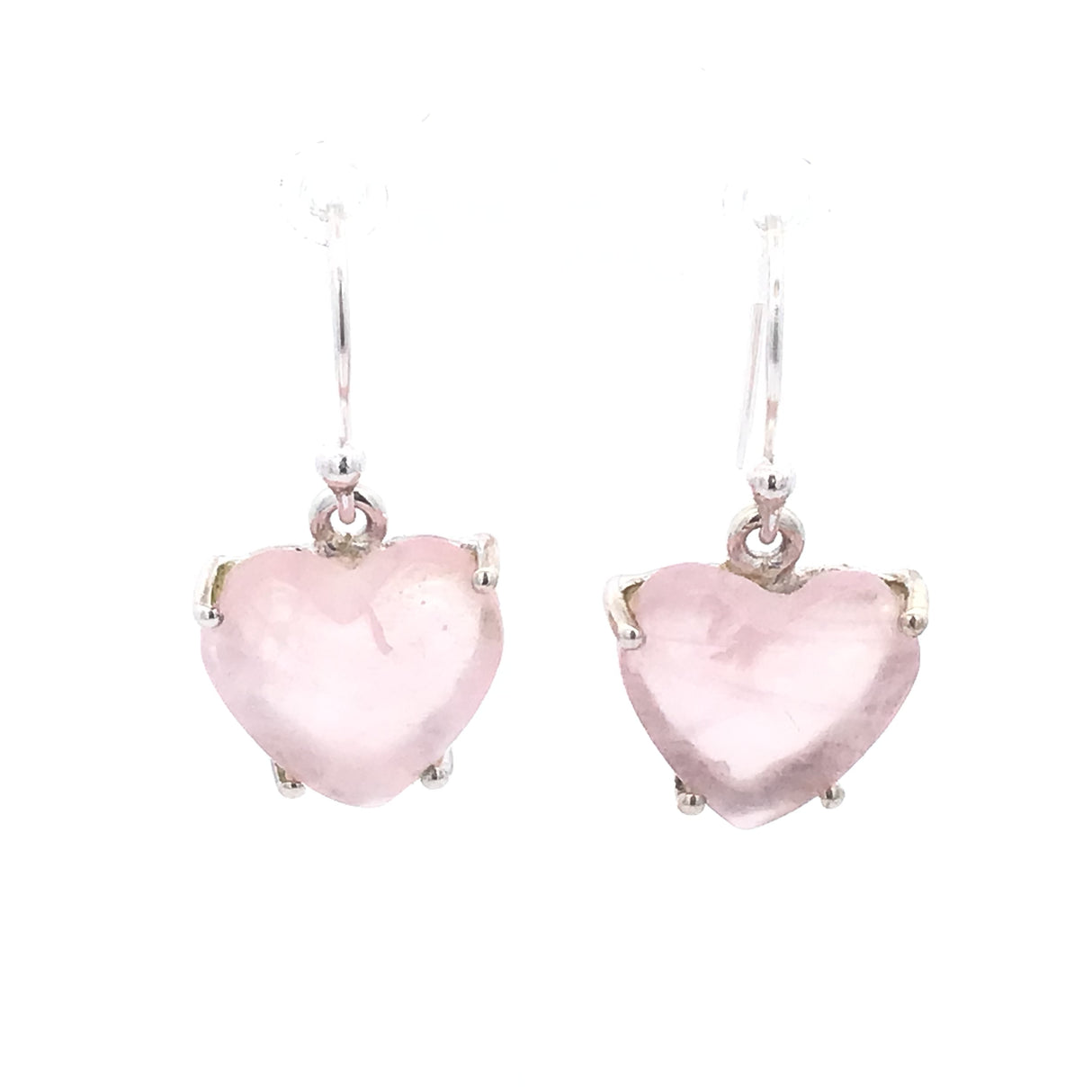 Prong Set Rose Quartz Cabochon Dangle Earrings