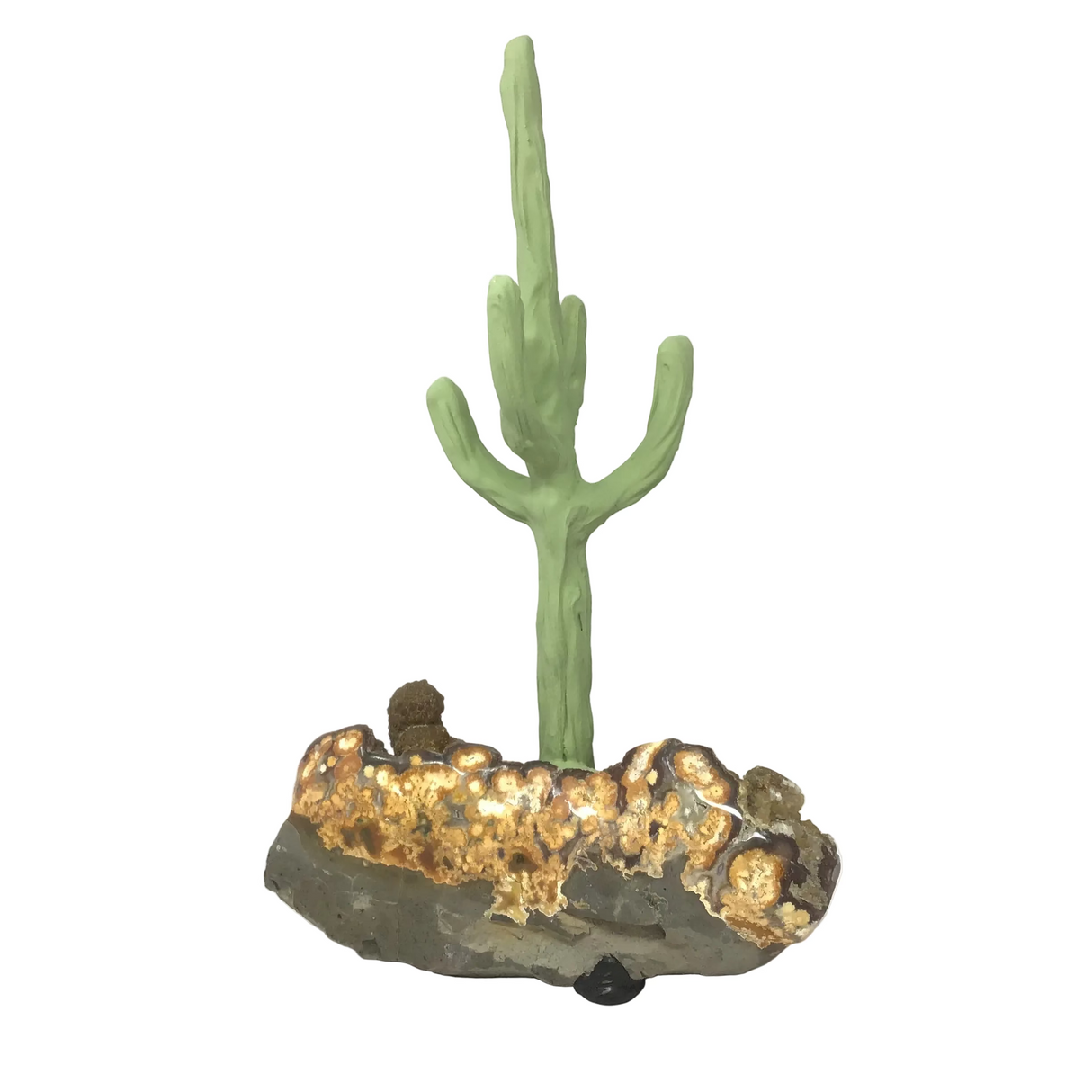 Clay Polymer Cactus on Druze Stalactite Base - Triangular