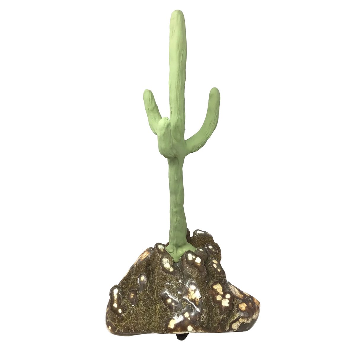 Clay Polymer Cactus on Druze Stalactite Base - Triangular