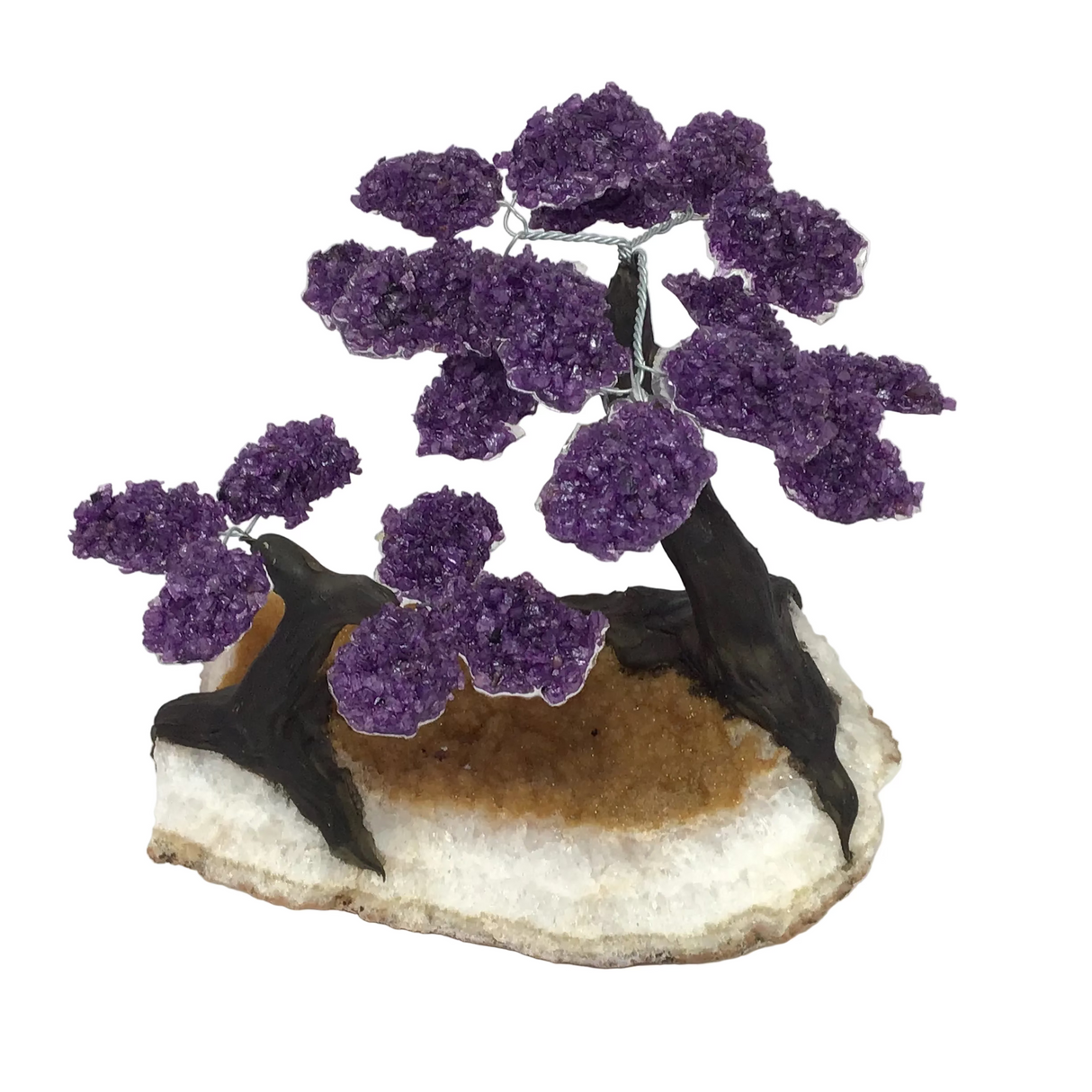 Amethyst Duo Gemstone Tree with Clay Polymer on Citrine Base
