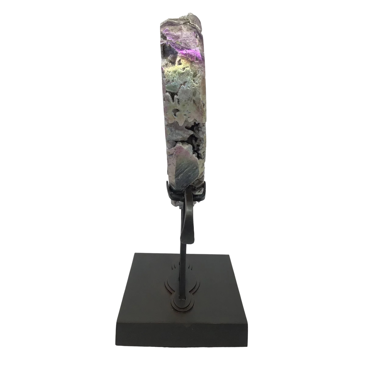 Angel Aura Sphalerite Heart on Custom Flowy Stand with Patina Finish