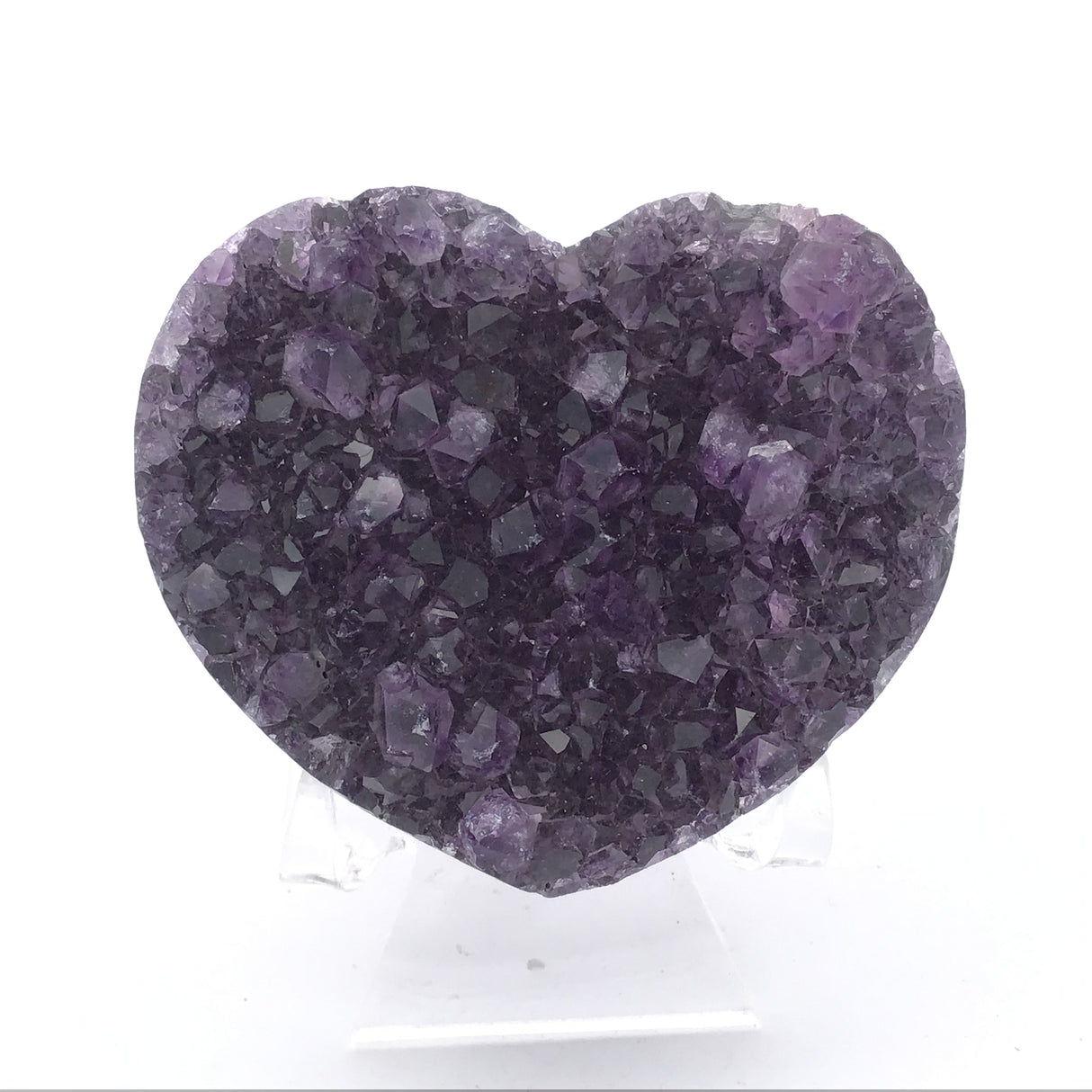 Amethyst Crystal Heart on Lucite Stand - Mini