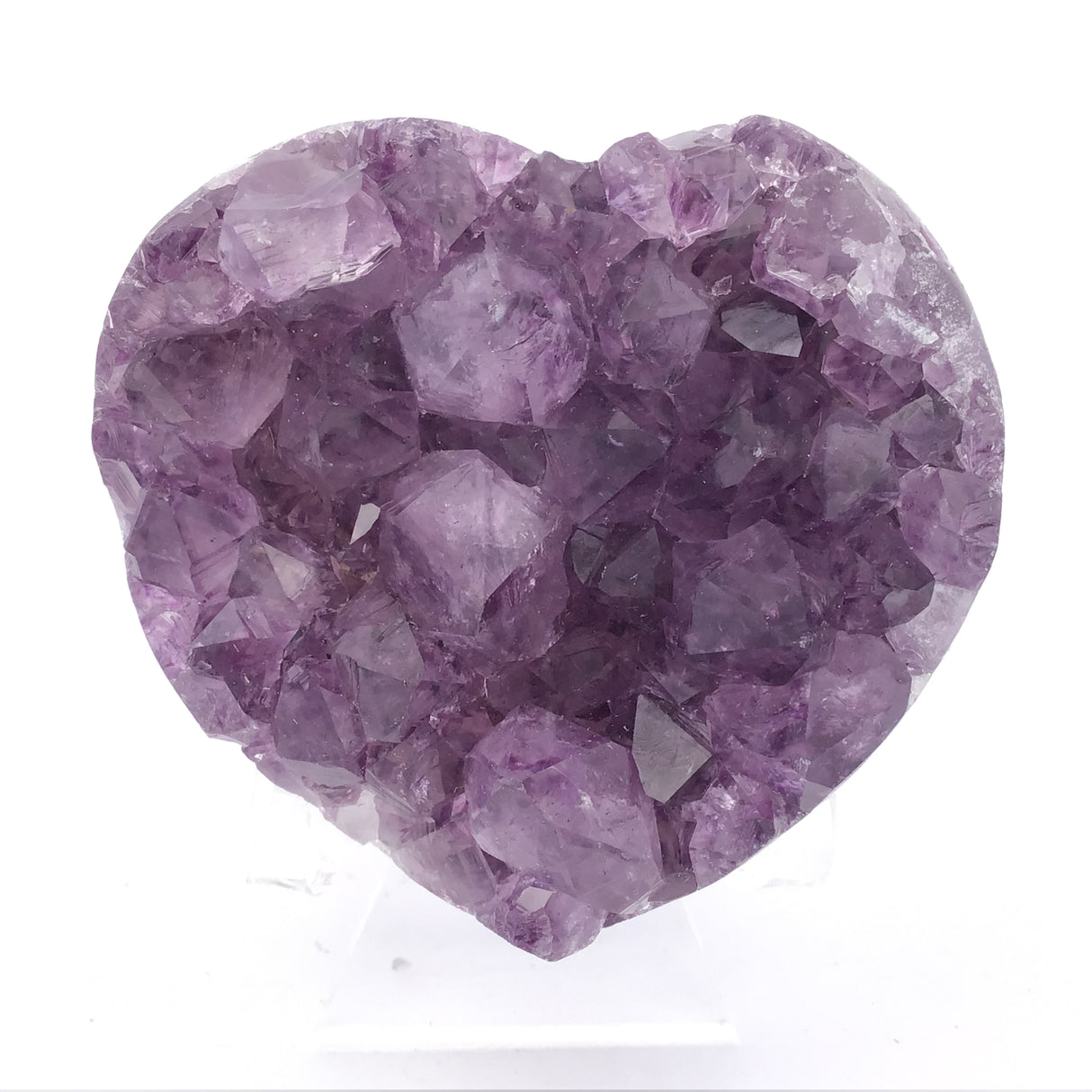 Amethyst Crystal Heart on Lucite Stand - Mini