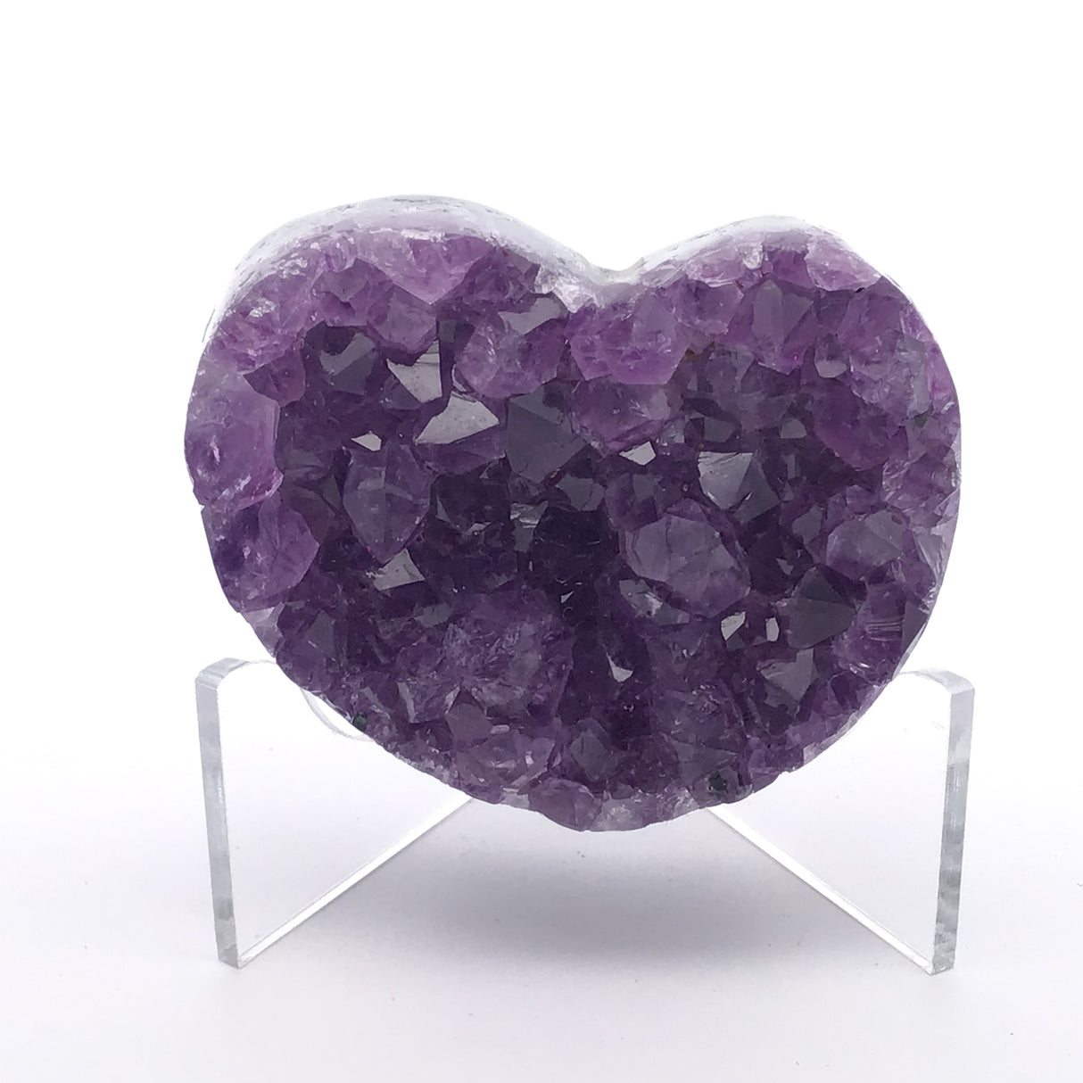 Amethyst Crystal Heart on Lucite Stand - Mini