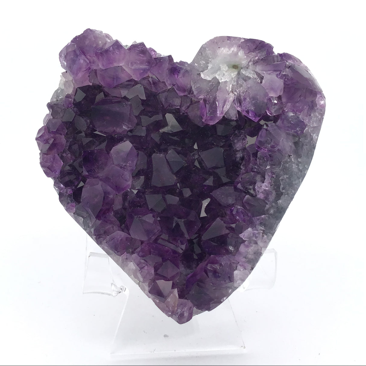 Stalactite Amethyst Heart on Lucite Stand