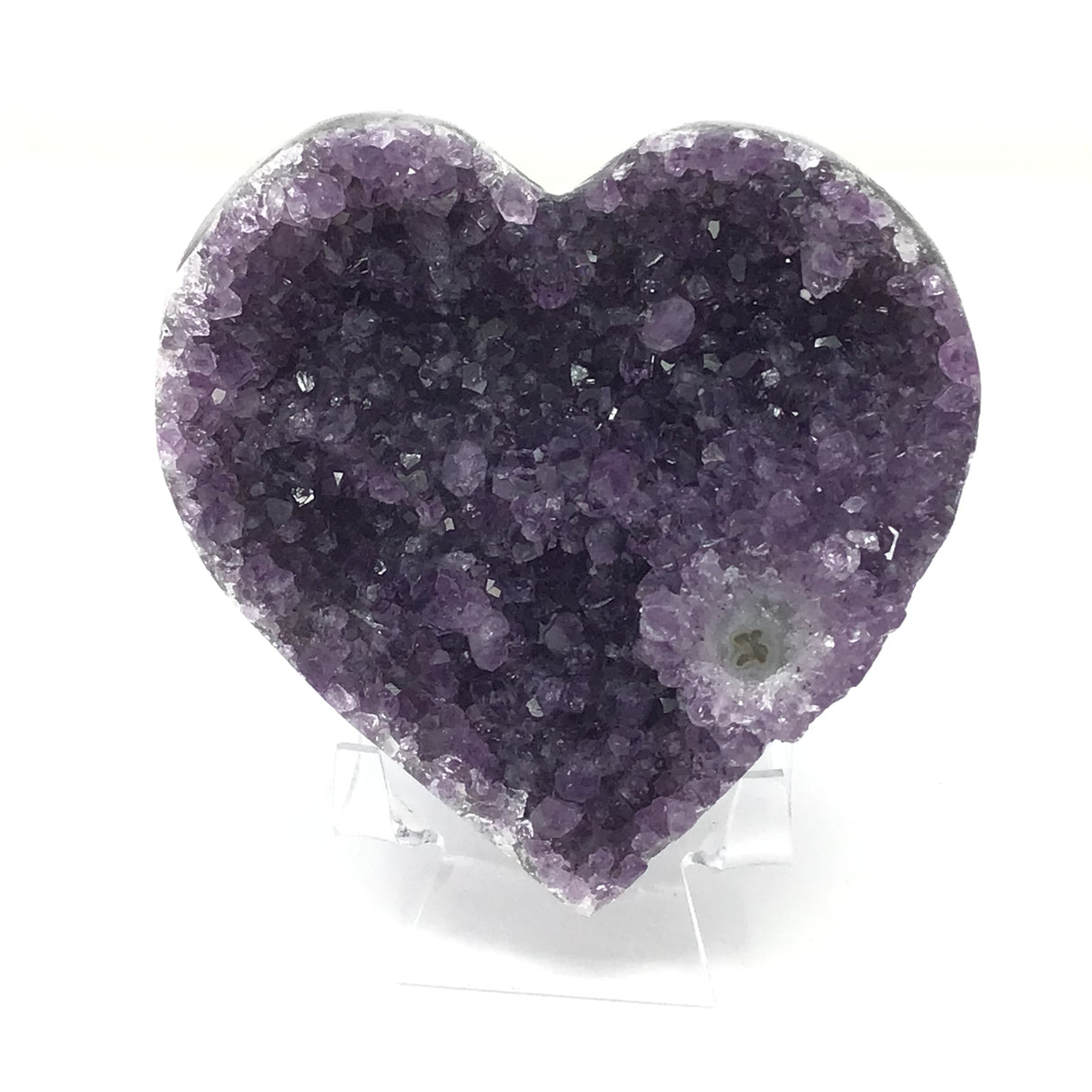 Stalactite Amethyst Heart on Lucite Stand