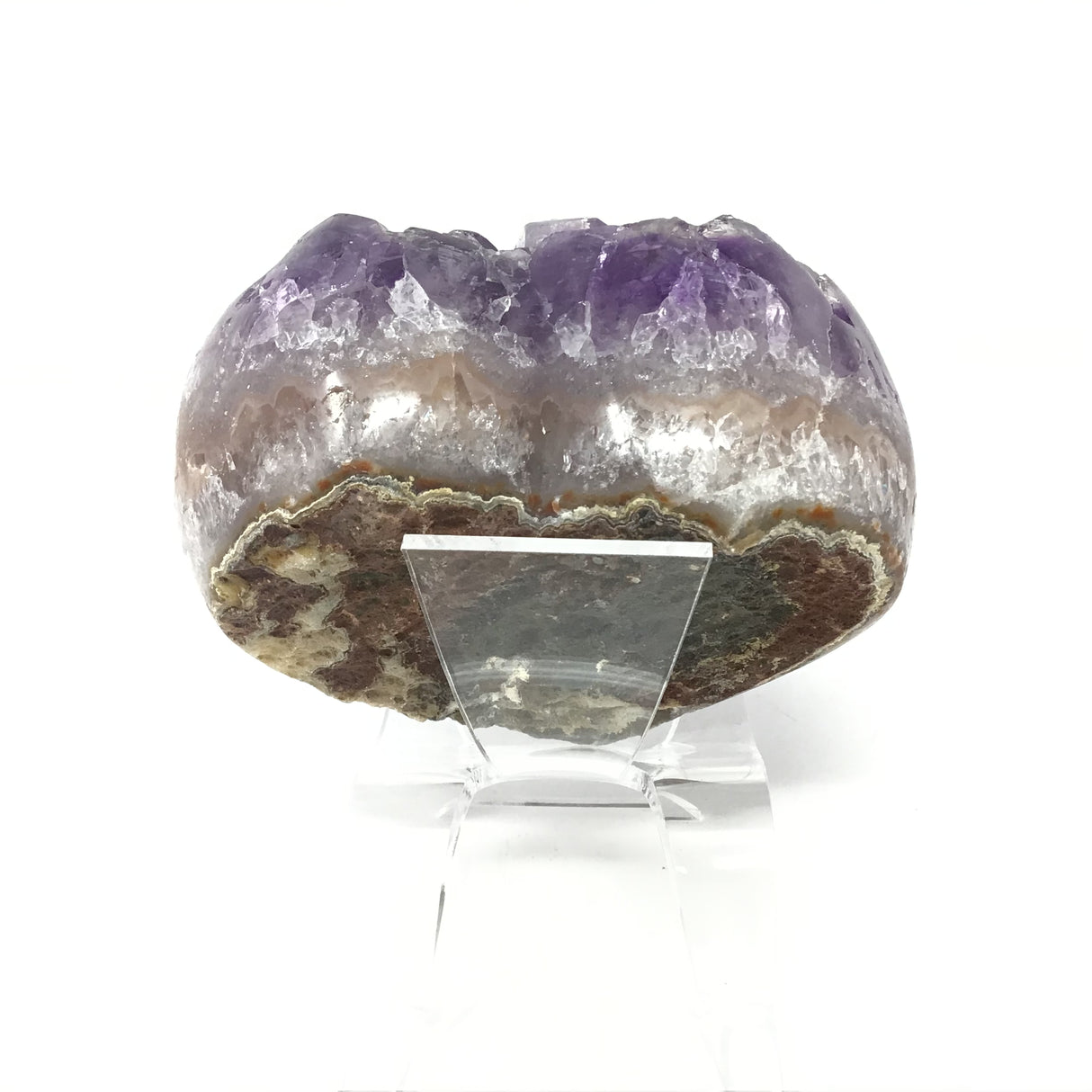 Large Crystal Amethyst Heart on Lucite Stand with Clear Phantom Tips