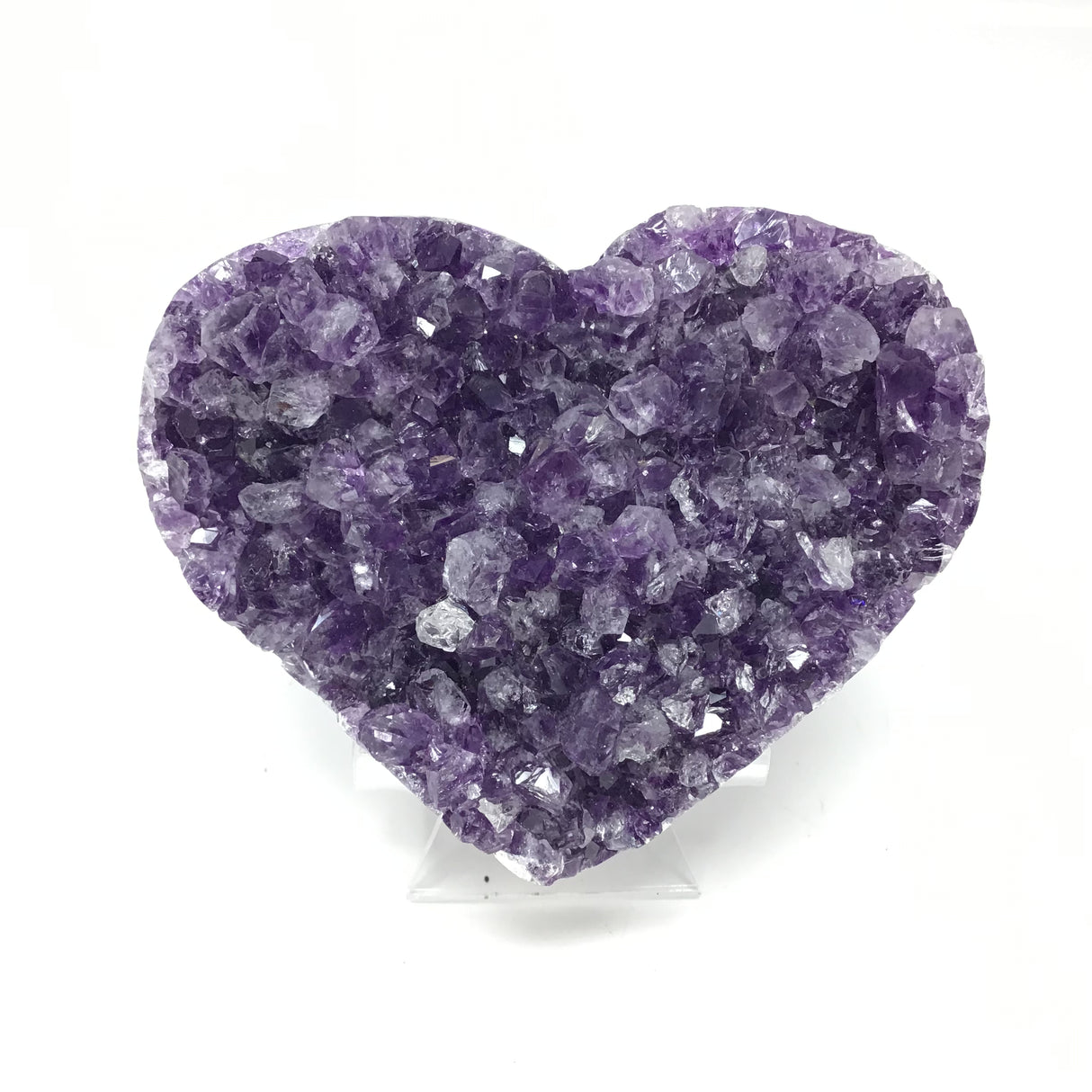 3" Amethyst Crystal Heart with Frosty Tips on Lucite Stand