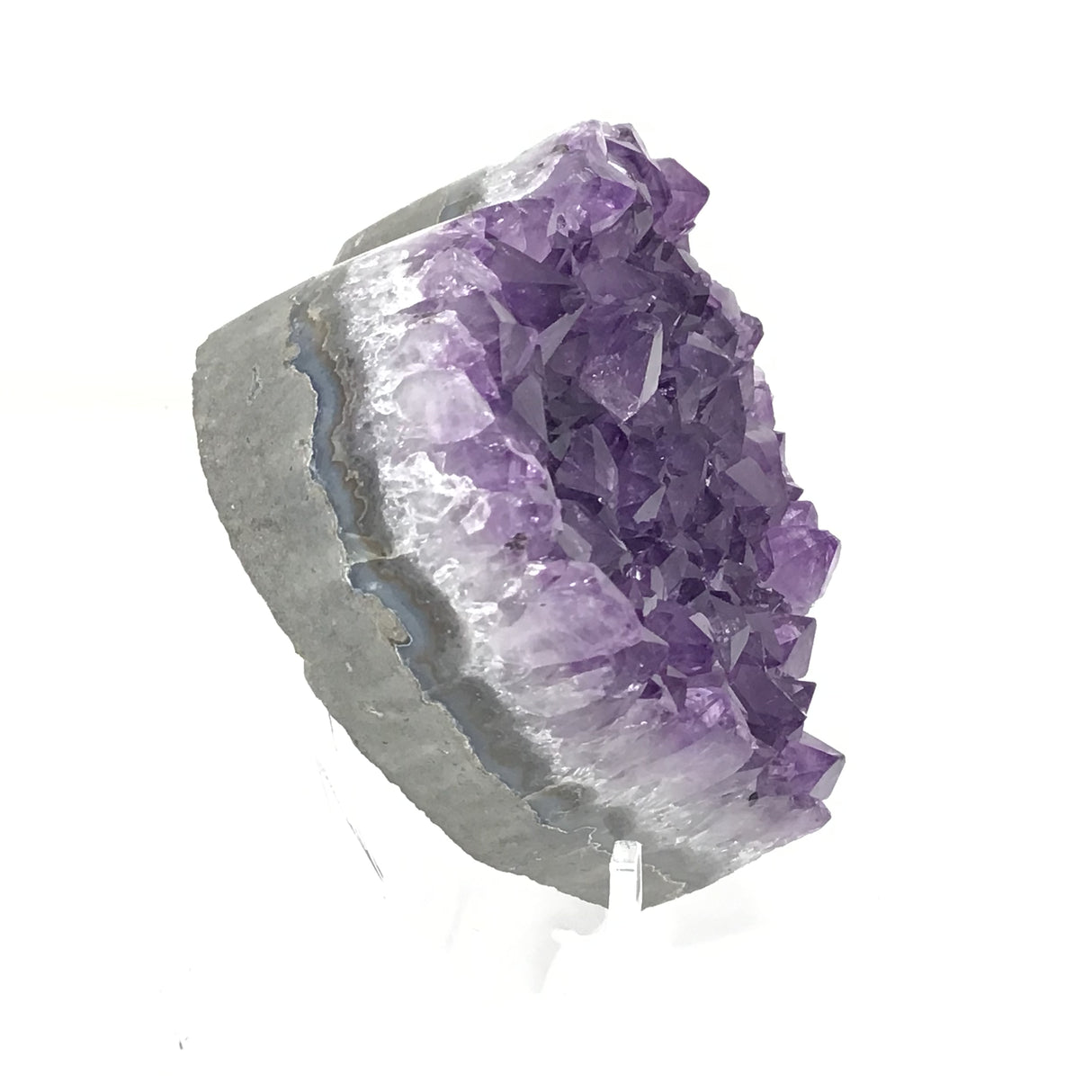 Amethyst Crystal Heart on Lucite Stand - Medium with Gemmy Color