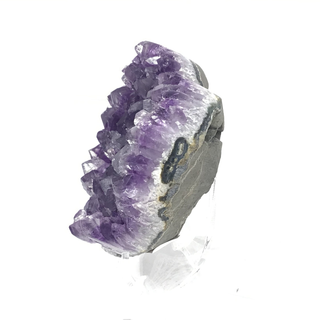 Amethyst Crystal Heart on Lucite Stand - Medium with Gemmy Color