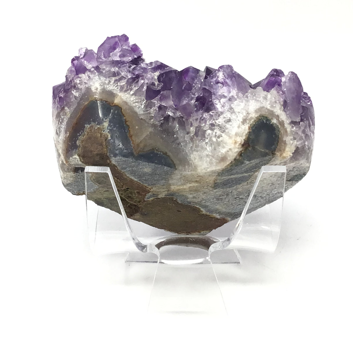 Amethyst Crystal Heart on Lucite Stand - Medium with Gemmy Color