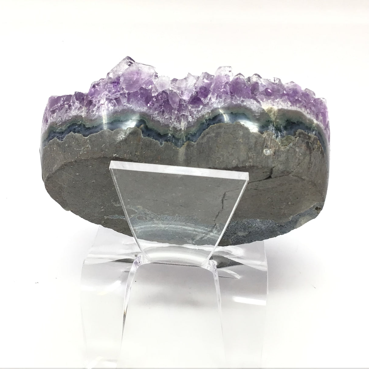 Amethyst Crystal Heart on Lucite Stand - Medium with Gemmy Color