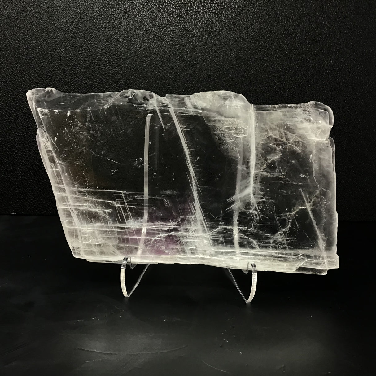 Selenite Crystal on Lucite Stand - Wide