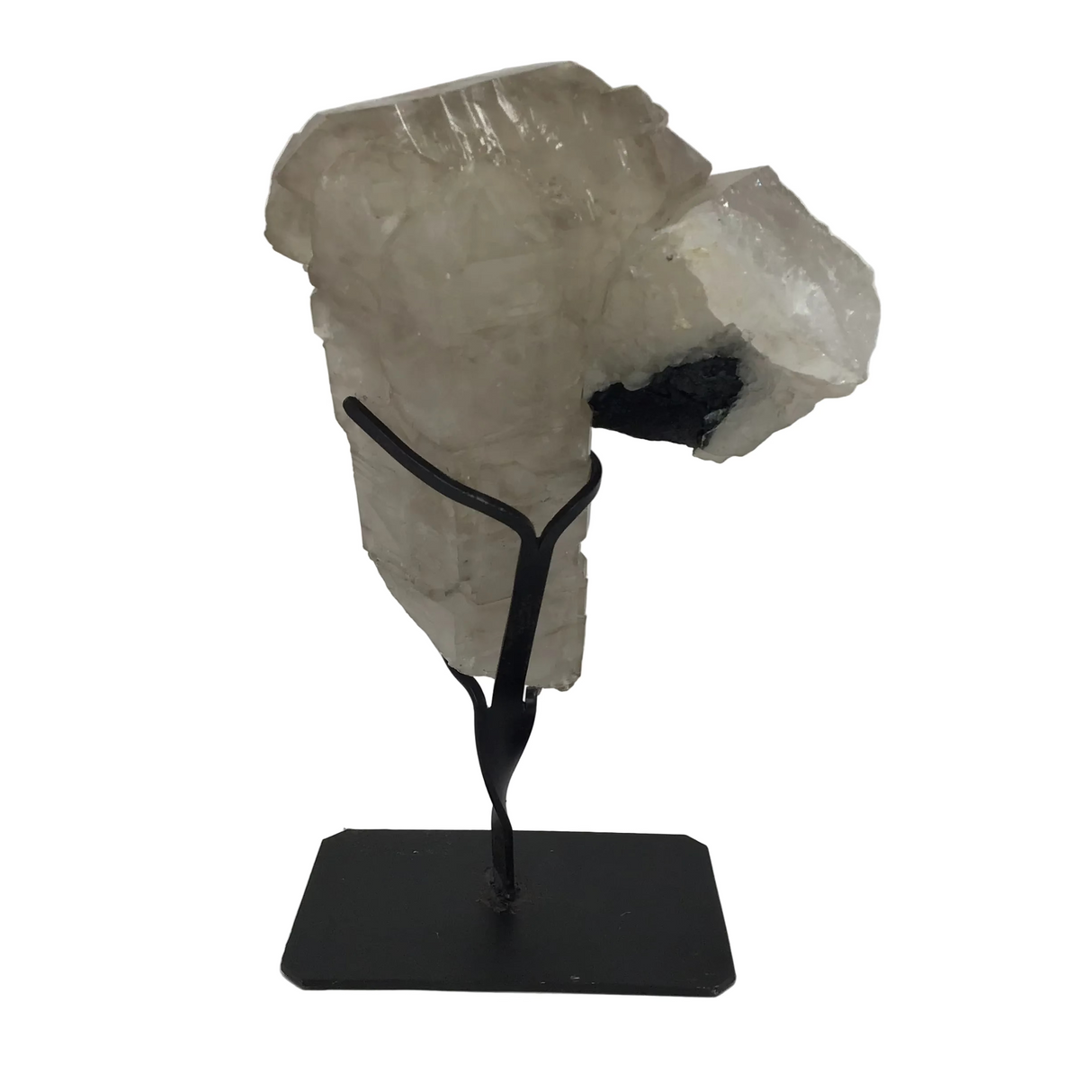 Smoky Quartz Elestial with Black Tourmaline on Fitted Stand