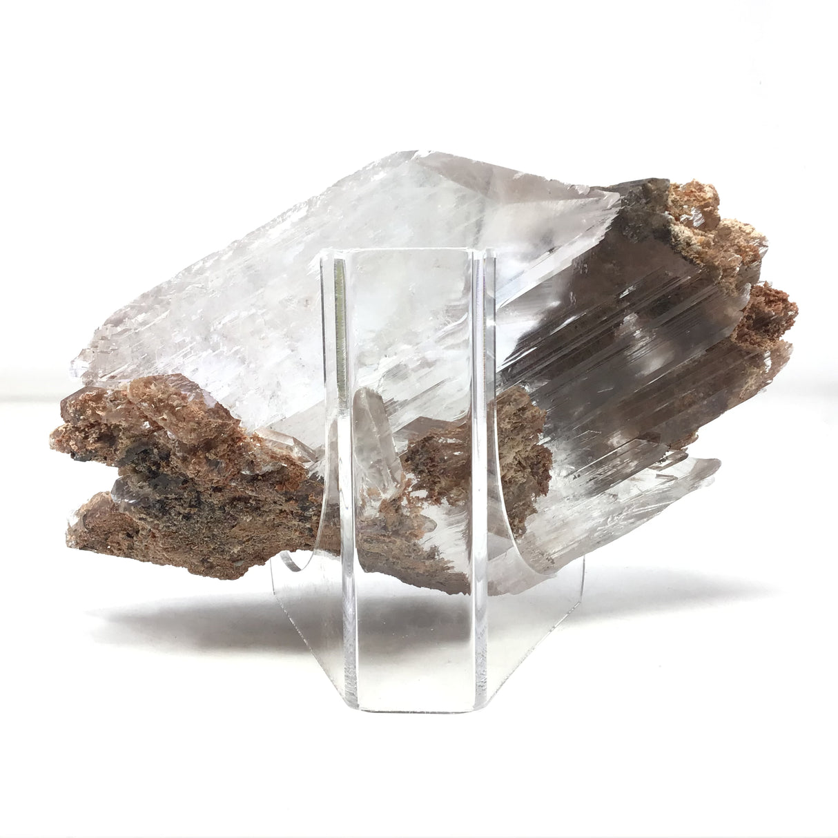 Double-Terminated Selenite Crystal Specimen on Lucite Easel
