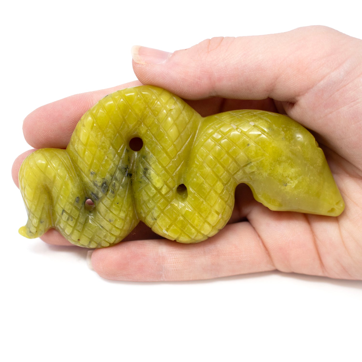 Lemon Jade 4" Snake Ready-to-Strike Carving