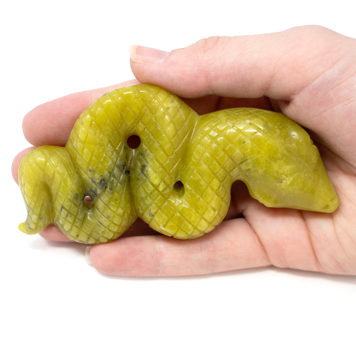 Lemon Jade 4" Snake Ready-to-Strike Carving