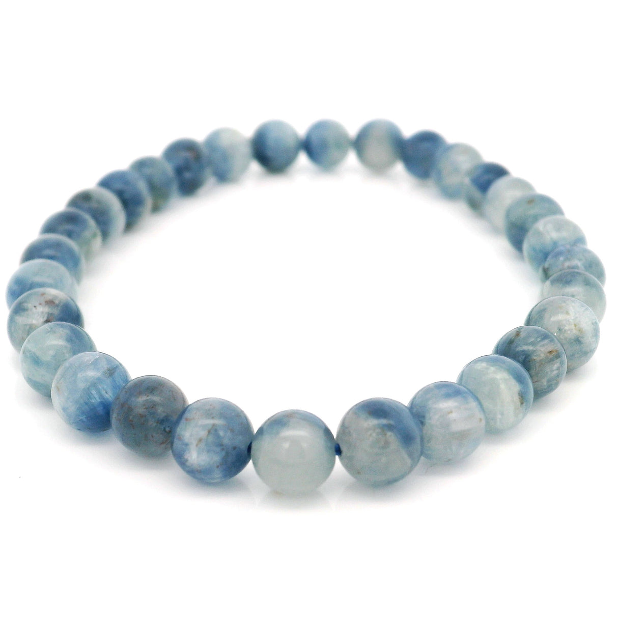 A+ Clarity Kyanite Beaded Bracelet - 6.5 mm Rounds - Large