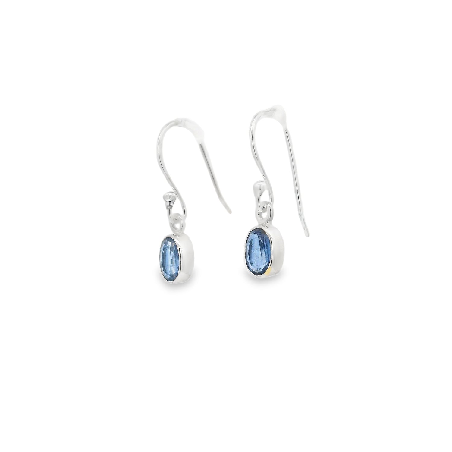 Faceted Kyanite Dangle Earrings - Oval