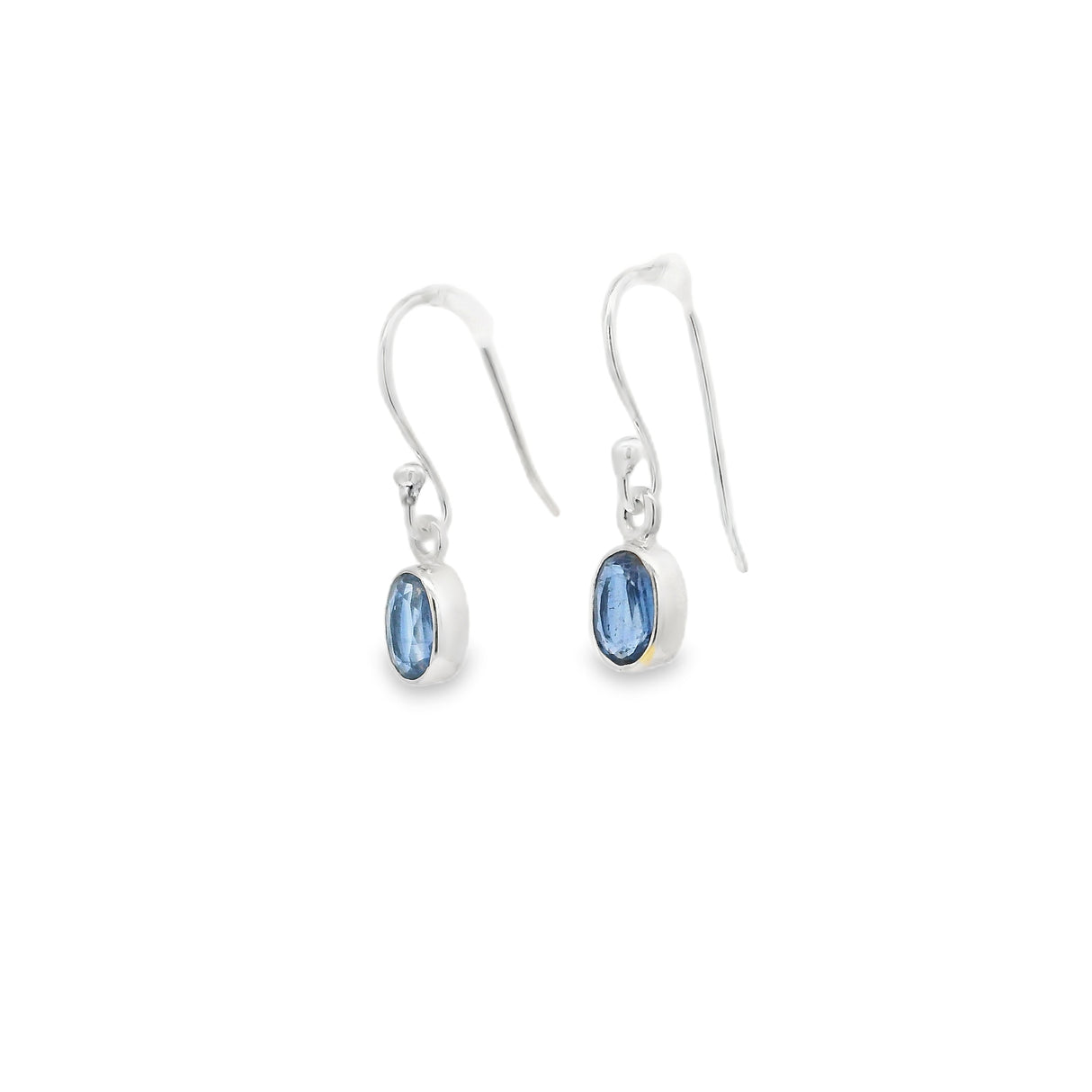 Faceted Kyanite Dangle Earrings - Oval
