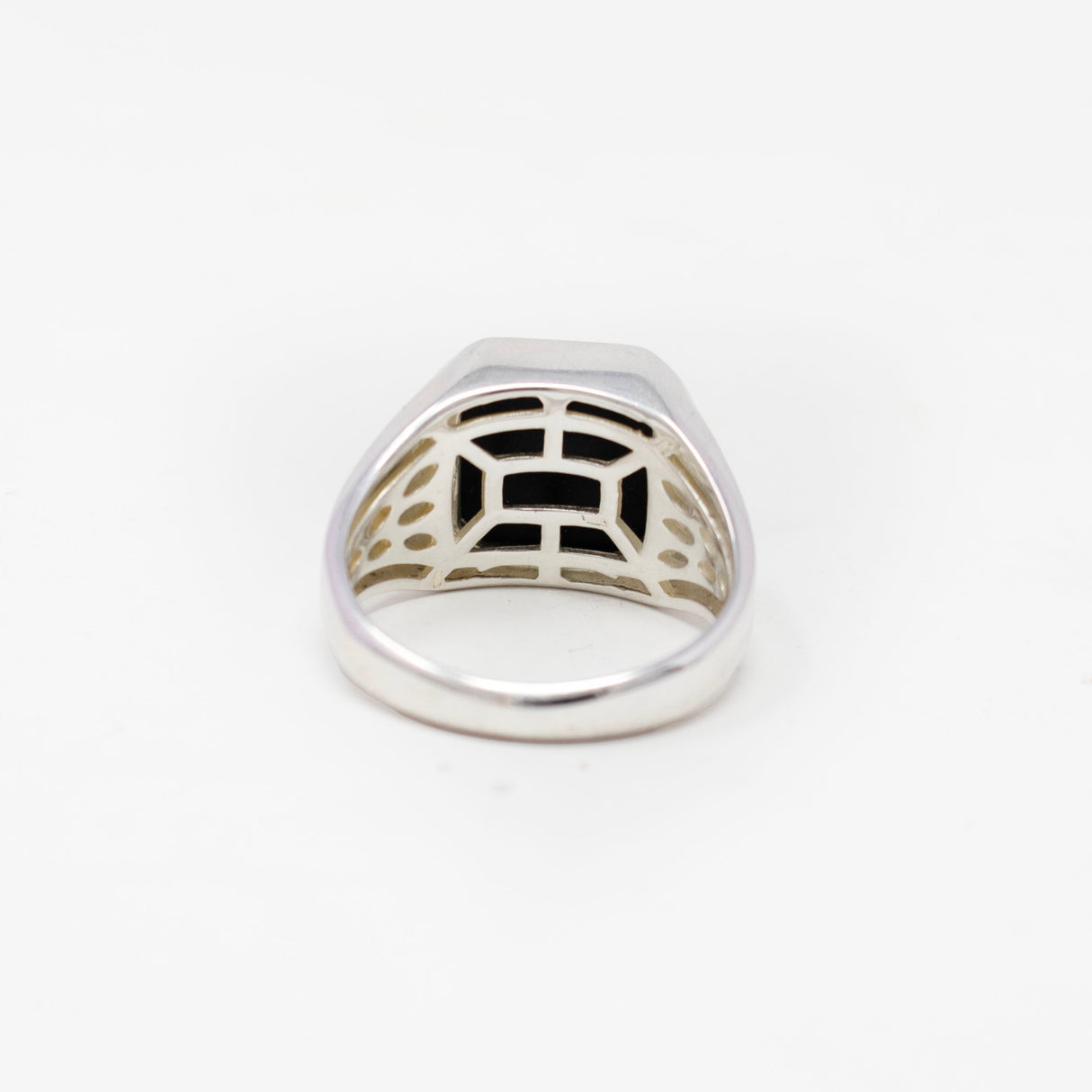 Labradorite Signet Ring - Flat Cut Square Bezel Set in 925 Sterling Silver - Size 11