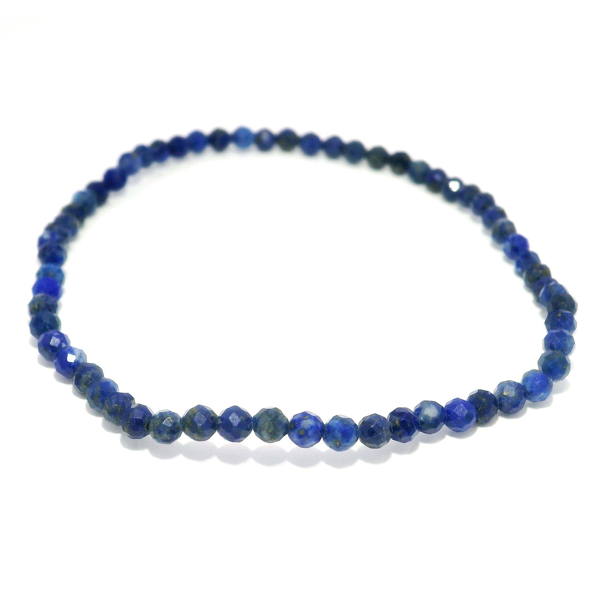 Faceted Lapis Lazuli Beaded Bracelet - 3mm