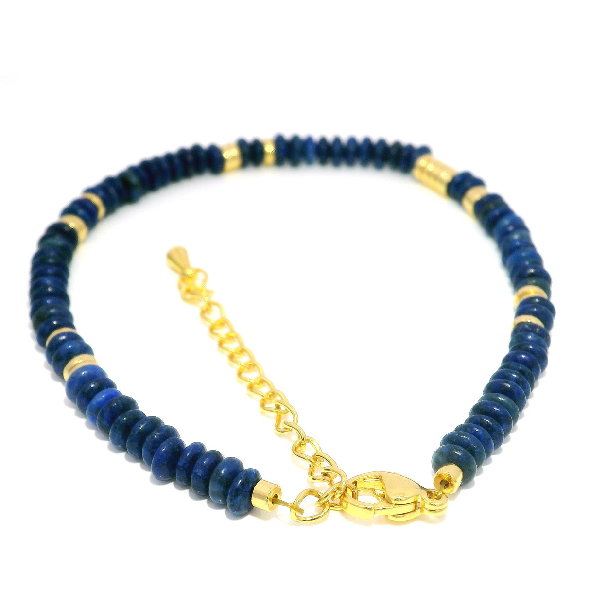 Lapis Lazuli Beaded Bracelet with Vermile Gold - 4mm Rondelle