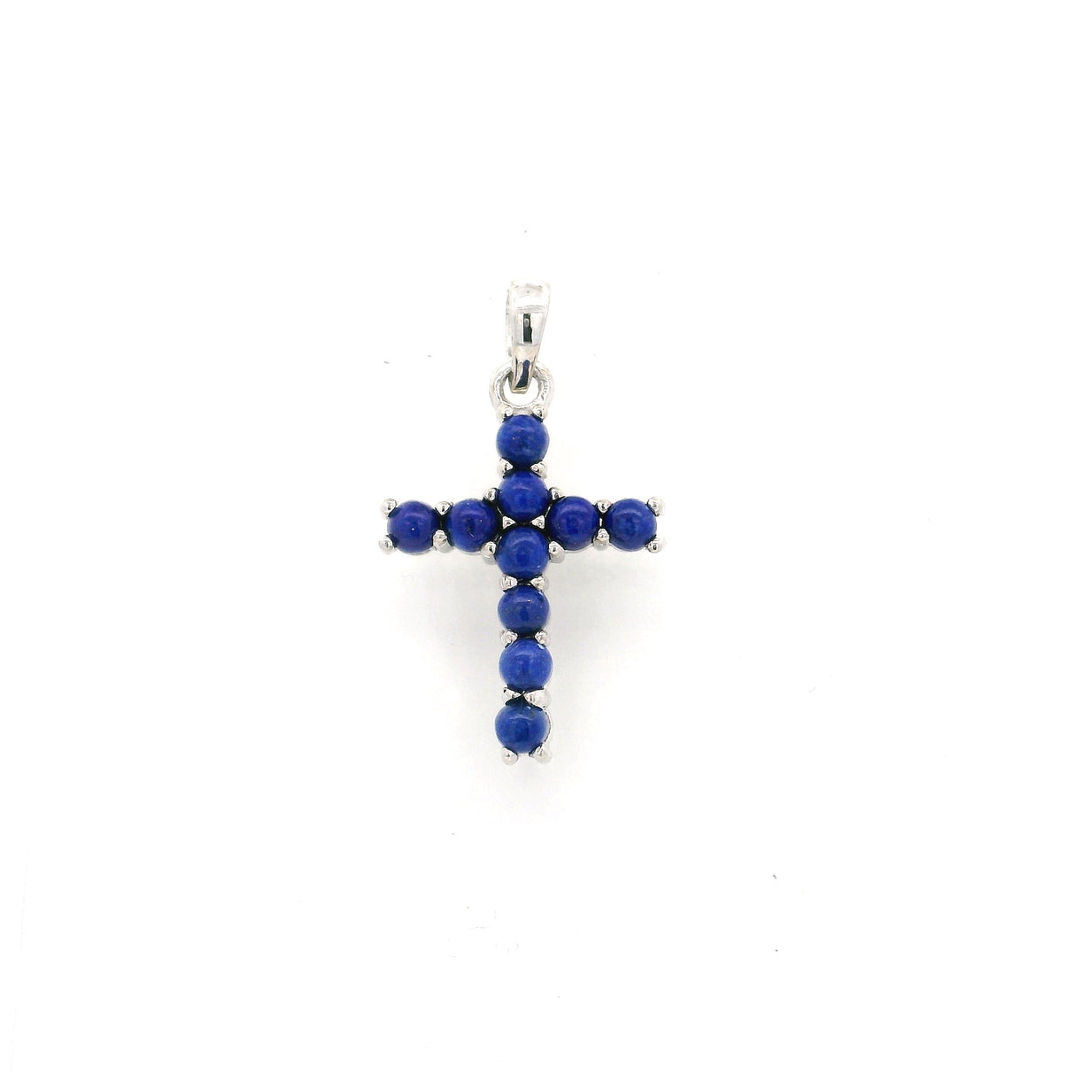 Cabochon Gemstone Cross Pendant - 10 Rounds Prong Set