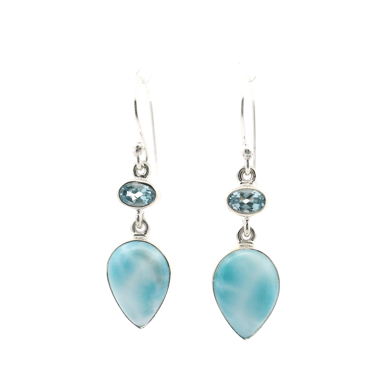 Larimar Dangle Earrings with Faceted Oval