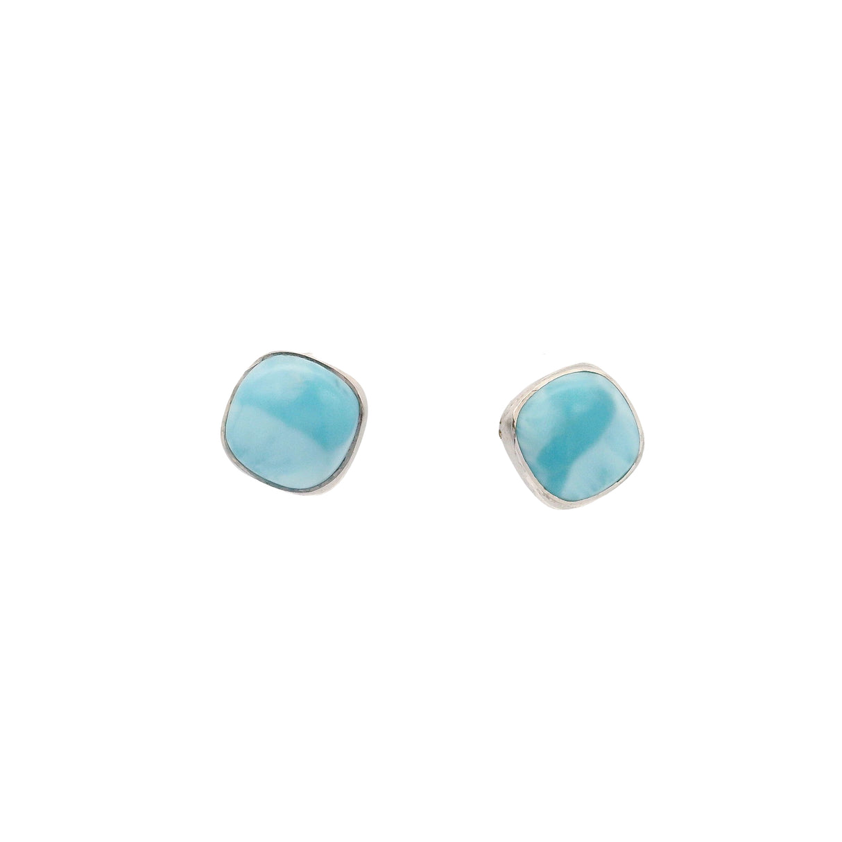 Simple Set Larimar Cabochon Rounded Square Stud Earrings