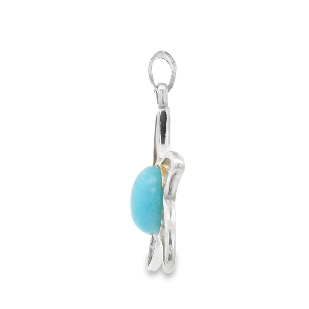 Larimar Pendant -Round Set In Starfish Outline