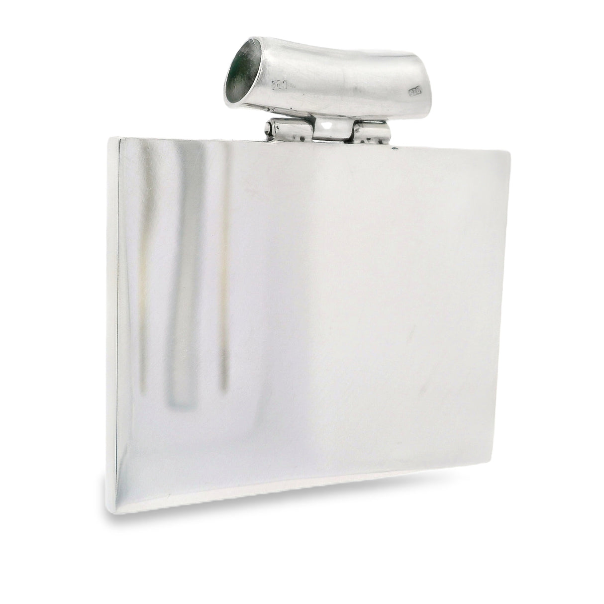 Ombre Mosaic Multicolor Amber Pendant - Rectangle Set East to West with Tube Bail in 925 Sterling Silver